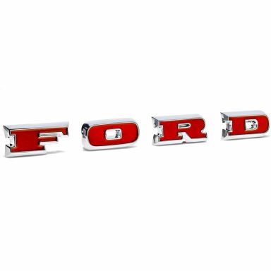 FORD Grille Letters | Chrome + Deep Red Inserts | 67-77 Ford Bronco